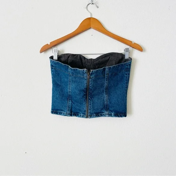 Reformation SIZE 4 Andi denim strapless bustier top in dark wash - Picture 5 of 7